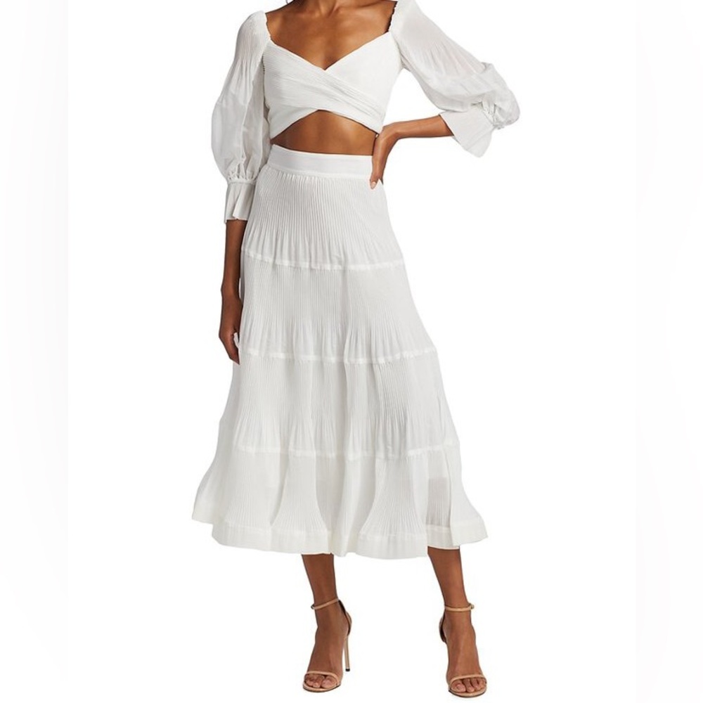 NWT! Zimmermann 
Pleated Midi Skirt 
Pearl, Size: 00